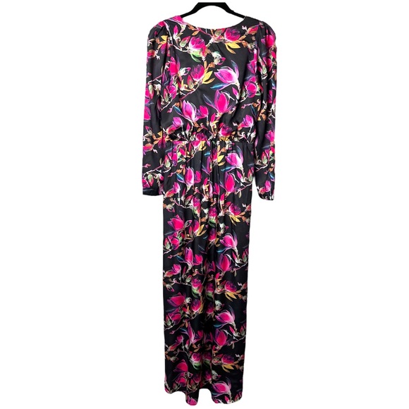 Delfi Collective Lindsay Colorful Floral Gown Dress Medium Keyhole Tie Front - Picture 5 of 15